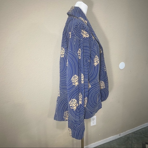 Rara Avis By Iris Apfel Blue Jacket All Over Embroidery Sashiko Wearable Art XL - Picture 7 of 12